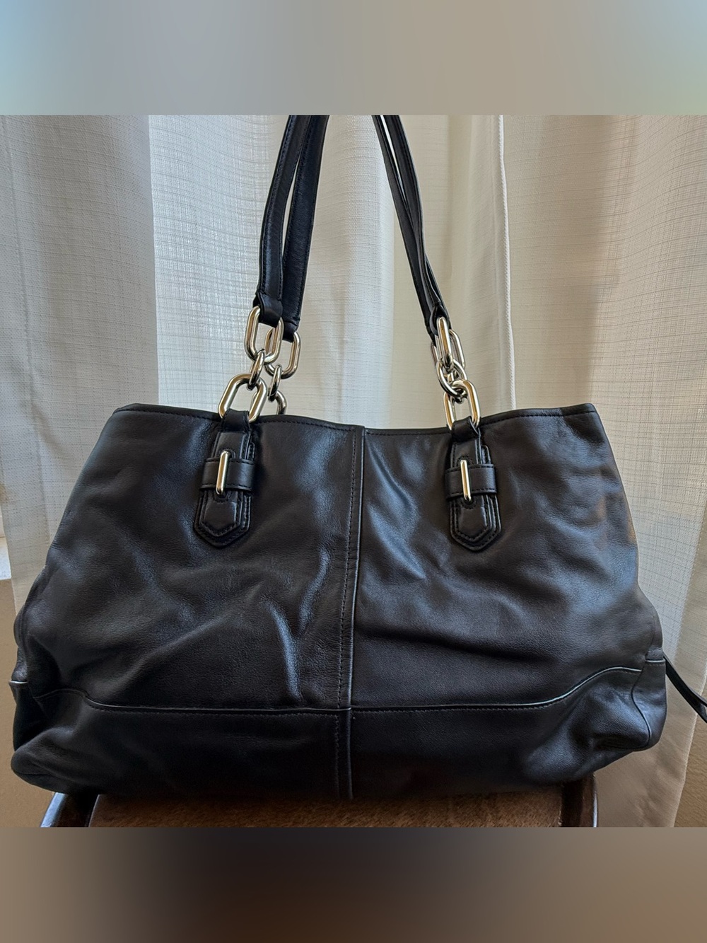 Coach Vintage Chelsea Jayden Black Leather Carryall Bag #17811 - Excellent! - Picture 6 of 15
